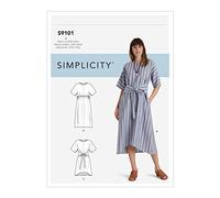 SIMPLICITY Schnittmuster SS9101.A Damen Slip-on Sommerkleid, Gr. 30-52 | Papierschnittmuster, mit Nahtzugabe, Nählevel 3 (Mittel), Plus Size