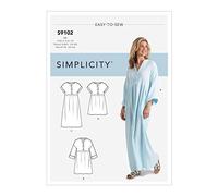 SIMPLICITY Schnittmuster SS9102.U5 Damen Kaftan & Tunikakleider Gr. 42-50 | Papierschnittmuster, mit Nahtzugabe, Nählevel 2 (Leicht), Plus Size