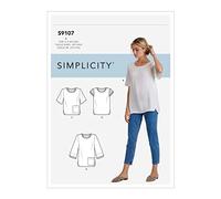 SIMPLICITY Schnittmuster SS9107.A Damen Top mit Ärmelvariation, Gr. 32-52 | Papierschnittmuster, mit Nahtzugabe, Nählevel 3 (Mittel), Plus Size