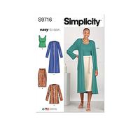 SIMPLICITY Schnittmuster SS9716.D5 Damen Set Top, Cardigan, Rock Gr. 30-38 | Papierschnittmuster, mit Nahtzugabe, Nählevel 2 (Leicht)