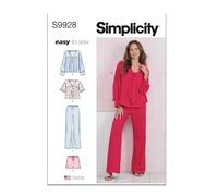 SIMPLICITY Schnittmuster SS9928A Damen-Lounge-Tops, Hosen und Shorts A (XS-S-M-L-XL-XXL)