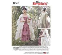 Simplicity Simplcity Schnittmuster 8578 Damenkleid aus dem 18. Jahrhundert, Seidentaft, Dupioni, Satin, Bedruckte Baumwolle, erhältlich, D5 (4-6-8-10-12)