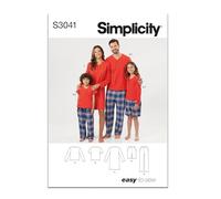 Simplicity SS3041A Schnittmuster-Paket für Kinder, Jugendliche und Erwachsene, Lounge-Shorts, Hosen und Strick-Tops und Tunika, Designcode S3041, Größen XS - L/XS - XL, mehrfarbig