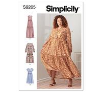SIMPLICITY SS9265A Damen/Übergröße, Kleid A (XXS-XS-S-M-L-XL-XXL), Weiß