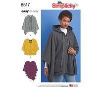 Simplicity US8517A Simplcity Schnittmuster 8517 A (XS-S-M-L-XL), Poncho-Set für Damen, Papier, weiß, 22 x 15 x 1 cm