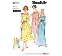Simplicity US8799APattern 8799 Damen Vintage Nachthemd, Papier, Weiß, A (XS-S-M-L-XL)