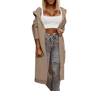 Simply Live Damen-Jacke - Simply Live 2022 lang Damen mit Kapuze Strickpullover Strickjacke Casual Jacken für Frauen Große Größe, kaki, XL