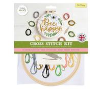 Simply Make Kreuzstich Kit, Bee Happy, mehrfarbig, Einzel-Bastelset, Kreuzstich-Kits für Erwachsene, Nähset und Stickset für Heimhandwerk, Stickgarne enthalten