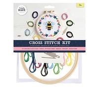 Simply MAKE Kreuzstich-Set - Bienen-Design für Kinder und Erwachsene, einschließlich Reifen, Stickgarn, Stoff und Nadel, perfekt für Erwachsenen-Bastelarbeiten und Anfänger, Biene