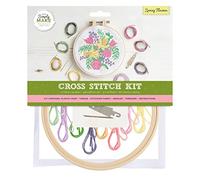 Simply Make Kreuzstich-Set - Frühlingsblumen-Design für Kinder und Erwachsene, einschließlich Reifen, Stickgarn, Stoff und Nadel, perfekt für Erwachsenen-Bastelarbeiten und Anfänger,