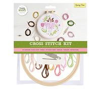 Simply MAKE Kreuzstich-Set - Frühlingsdesign für Kinder und Erwachsene, einschließlich Reifen, Stickgarn, Stoff und Nadel, perfekt für Erwachsenen-Bastelarbeiten und Anfänger,