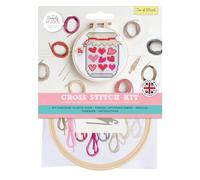Simply Make Kreuzstich-Set, Glas mit Herzen, mehrfarbig, einzelnes Bastelset, Kreuzstich-Kits für Erwachsene, Nähset und Stickset für Heimhandwerk, Stickgarne enthalten