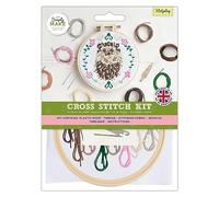 Simply Make Kreuzstich-Set - Igel-Design für Kinder und Erwachsene, einschließlich Reifen, Stickgarn, Stoff und Nadel, perfekt für Erwachsenen-Bastelarbeiten und Anfänger, Starter-Kreuzstich-Bastelset