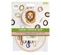 Simply Make Kreuzstich-Set, niedliches Löwen-Design für Kinder und Erwachsene, einschließlich Reifen, Stickgarn, Stoff und Nadel, perfekt für Erwachsenen-Bastelarbeiten und Anfänger,