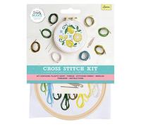 Simply Make Kreuzstich-Set - Zitronen-Design für Kinder und Erwachsene, einschließlich Reifen, Stickgarn, Stoff und Nadel, perfekt für Erwachsenen-Bastelarbeiten und Anfänger,