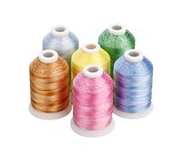 Simthread 6 Farben verlaufendes Polyester-Stickgarn für Maschinen, 1100 Yards (1000M) pro Spule für Janome Babylock Singer Pfaff Bernina Husqvarna-Stick- und Nähmaschinen