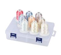 Simthread Maschinen Stickgarn mit Kunststoff-Aufbewahrungsbox, 9 Pastell Farben, 800 Yards Schnappen Spulen, für professionelles Stickdesign