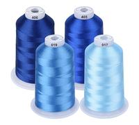 Simthread Maschinenstickgarn 5000M Spulen Set Polyester Stickgarn für Brother, Babylock, Bernette, Janome, Kenmore, Singer, W6 N 5000 Stickmaschine und Nähmaschine (4 Blau)