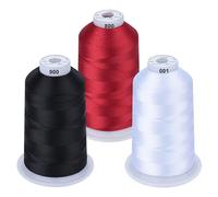 Simthread Maschinenstickgarn 5000M Spulen Set Polyester Stickgarn Klassische Farben - Weiß Schwarz und Rot für Babylock, Janome, Kenmore, Singer, W6 N Stickereimaschine