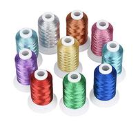 Simthread Metallic-Stickmaschinengarn-Set, 10 Farben, 500 m, für computergesteuerte Stickerei und dekoratives Nähen, Essential 1