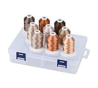 Simthread Polyester Maschinen Stickgarn mit Kunststoff-Aufbewahrungsbox, 9 Braun Farben, 800 Yards Schnappen Spulen, für professionelles Stickdesign