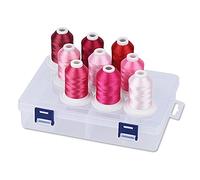 Simthread Polyester Maschinen Stickgarn mit Kunststoff-Aufbewahrungsbox, 9 Rose Farben, 800 Yards Schnappen Spulen, für professionelles Stickdesign