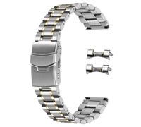 SINAIKE 20mm Universal Uhrenarmband Solid Edelstahl mit gebogenen Lug Ends Teile, Ersatz Armband für Männer und Frauen Silber und Gold