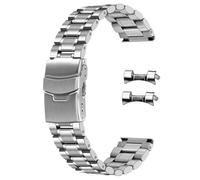 SINAIKE 22mm Universal Uhrenarmband Solid Edelstahl mit gebogenen Lug Ends Teile, Ersatz Armband für Männer und Frauen Silber