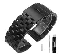 SINAIKE Armband für eine Armbanduhr 22mm Uhrenarmband aus Metall 5 -Reihen Armbänder aus Gebürstetem Massivem Edelstahl Ersatzband Schwarz Armband