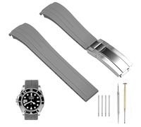 SINAIKE Weiche Silikon Gummi Uhrenarmband Kompatibel mit Moonswatch, Rolex, Armani, Seiko, Citize, Tapered 20mm gebogenes Ende Uhrenarmband Ersatz mit klassischer Tauchschnalle für Männer Frauen Grau