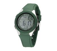SINAR Damenuhr Herrenuhr Jugend Armbanduhr Unisex Sportuhr Outdoor Digital Quarz 10 bar mit Silikonarmband, 5 Alarmen und Licht Khaki Grün XV-19-3