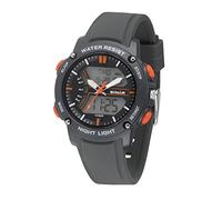 SINAR Jugend Armbanduhr Sportuhr Jungen Analog Digital Quarz 10 bar mit 5 Alarmen, EL-Licht und Silikonarmband Anthrazit Orange XW-27-9