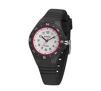 SINAR Jugend Armbanduhr Sportuhr Jungen Analog Quarz 10 bar mit Silikonarmband Schwarz Rot XB-23-1