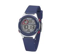 SINAR Jugend Armbanduhr Sportuhr Jungen Digital Quarz 10 bar mit Alarm, EL-Licht und Silikonarmband Blau Rot XF-68-2