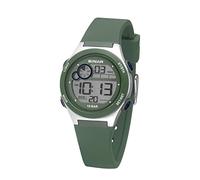 SINAR Jugend Armbanduhr Sportuhr Jungen Digital Quarz 10 bar mit Alarm, EL-Licht und Silikonarmband Olivgrün Blau XF-68-3