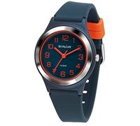 SINAR Jungen-Armbanduhr Jugend Sportuhr Fitness Analog Quarz 10 Bar wasserdicht Silikonband Dunkelblau Orange XB-48-12