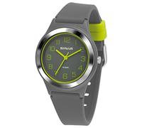 SINAR Jungen-Armbanduhr Jugend Sportuhr Fitness Analog Quarz 10 Bar wasserdicht Silikonband Grau Gelb XB-48-1