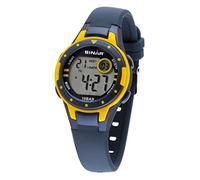 SINAR Jungen-Armbanduhr Jugenduhr Sportuhr Outdoor Digital Quarz 10 bar mit Silikonarmband und Licht Blau Gelb XE-52-2
