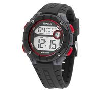 SINAR Jungenuhr Herrenuhr Jugend Armbanduhr Sportuhr Outdoor Digital Quarz 10 bar mit Silikonarmband und Licht Schwarz Grau Rot XE-56-4