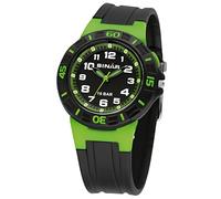 SINAR Kinder Jugend Armbanduhr Sportuhr Jungen Outdoor Fitness Analog Quarz 10 bar mit Licht und Resinarmband Schwarz Grün XB-20-3