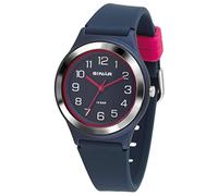 SINAR Mädchen-Armbanduhr Jugend Sportuhr Fitness Analog Quarz 10 Bar wasserdicht Silikonband Blau Pink XB-48-2
