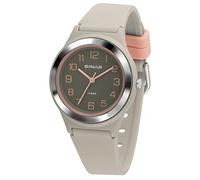 SINAR Mädchen-Armbanduhr Jugend Sportuhr Fitness Analog Quarz 10 Bar wasserdicht Silkonband Grau Rosa XB-48-5