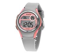 SINAR Mädchen-Armbanduhr Jugenduhr Sportuhr Outdoor Digital Quarz 10 bar mit Silikonband und Licht Grau Rosa XE-64-9