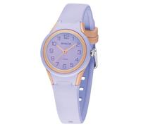 SINAR Mädchen Armbanduhr Sportuhr Fitness Analog Quarz 10 Bar wasserdicht Silikonband Flieder Apricot XB-47-17