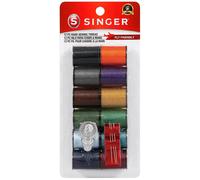 SINGER 60641 Polyester-Handnhgarn, verschiedene Farben, 12 kleine Spulen, dunkel