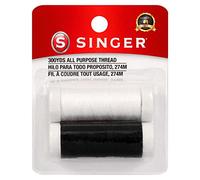 Singer Allzweckfaden, 100% Polyester, Schwarz und Weiß, 1 schwarze und 1 weiße Spule