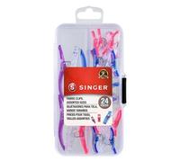 SINGER Näh- und Quilt-Clips, 24 Stück, groß, klein und klein, Stoffklammern zum Basteln, verschiedene Farben, Quilt-Klemmen, Mehrzweck-Nähwerkzeug, inklusive Aufbewahrungsbox