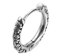 Single-Creole FIRETTI "Schmuck Geschenk Ohrschmuck einzeln Flower Power", schwarz (edelstahlfarben, schwarz), Ohrringe, Damen, 18,3mm, Edelstahl (39959232-0) edelstahlfarben, schwarz