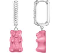 Single-Creole THOMAS SABO "THOMAS SABO x HARIBO Schmuck: Große Einzel-Creole mit Goldbär", pink (silberfarben, pink, kristallweiß, pink, kristallweiß), Ohrringe, Damen, Silber 925 (recycelt), mit Kris