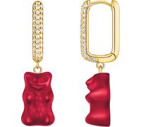 Single-Creole THOMAS SABO "THOMAS SABO x HARIBO Schmuck: Große Einzel-Creole mit Goldbär", rot (gelbgoldfarben, rot, kristallweiß, rot, kristallweiß), Ohrringe, Damen, Silber 925 (recycelt), mit Krist